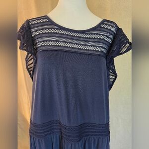 Michaek Kors Navy Blue Lace Trim Jumpsuit